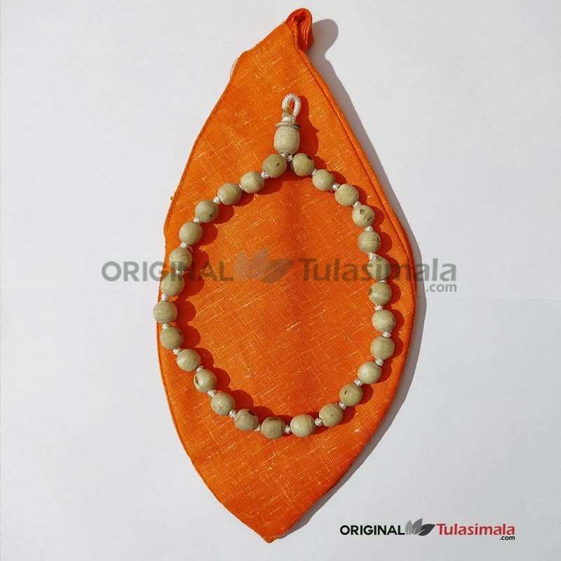 27 Beads Shyama Tulsi Japa Mala with Orange Bag