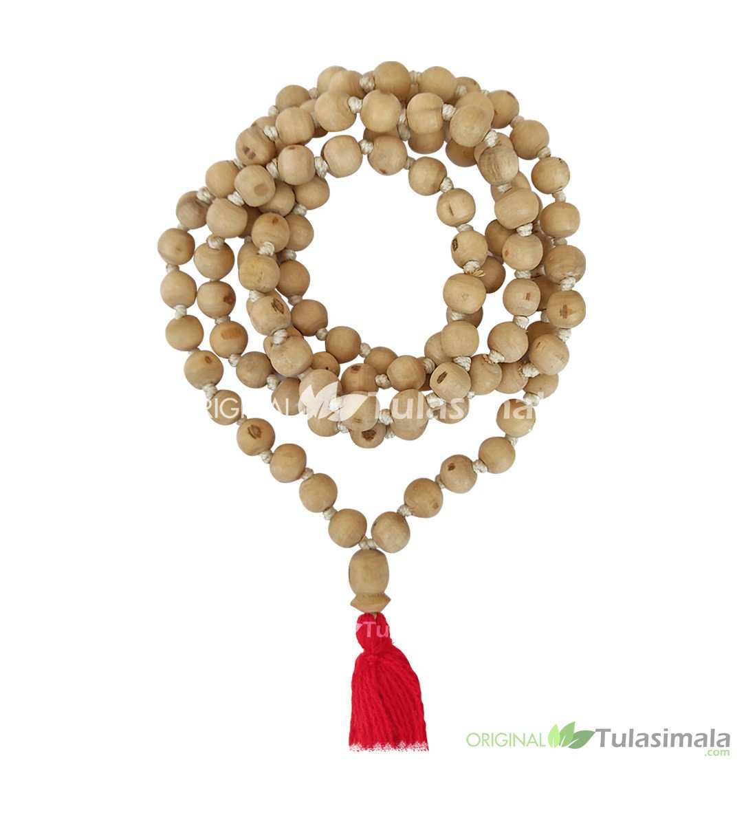 ISKCON Original Tulasi Japa Mala 12mm Beads with Red tassel Size 28 Inches Full Length