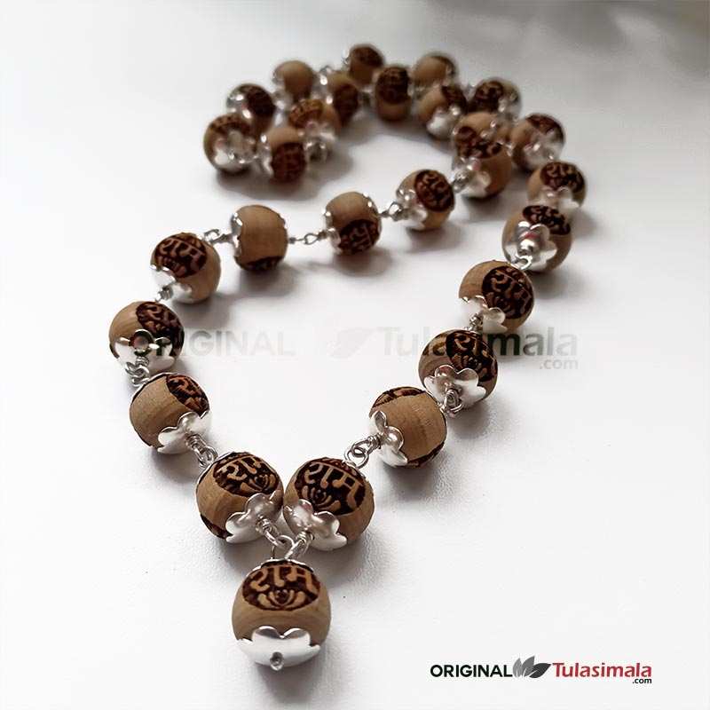 27+1 Beads Silver Tulsi Mala Shri Ram Name Machine Design Original Tulsi Beads 14mm