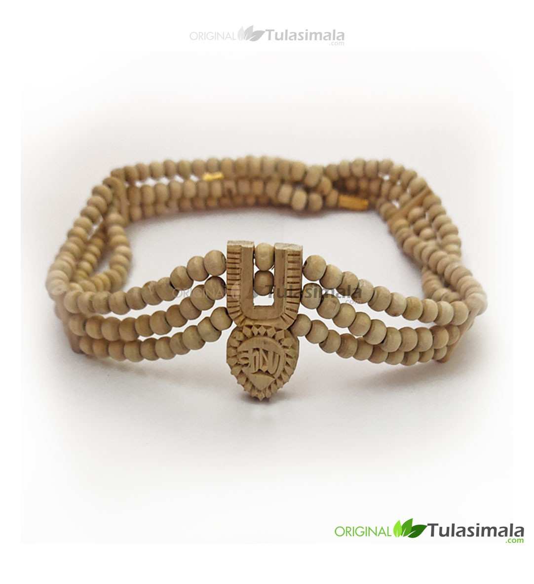 Row Tilak Design Krishna Carved Beautiful Tulsi Necklace