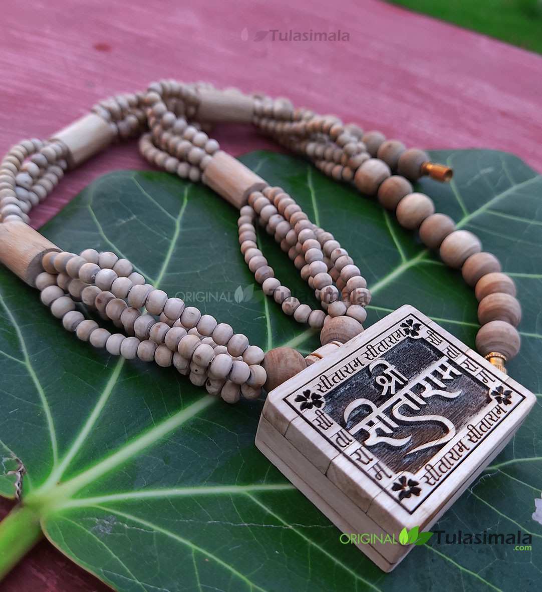 Bhaktmal Panch Mala Original Tulsi Beads and Locket for ISKCON Devotees 2.5 X 2 Inches Locket Size, 24 Inches  Full Mala Length
