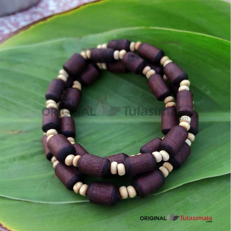 Barrel Brown Beads With Natural Beads 1 Round Tulsi Kanthi Mala
