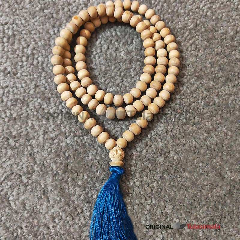 108+1  Beads Tulsi Japa Mala 10mm Beads With Blue Tassel