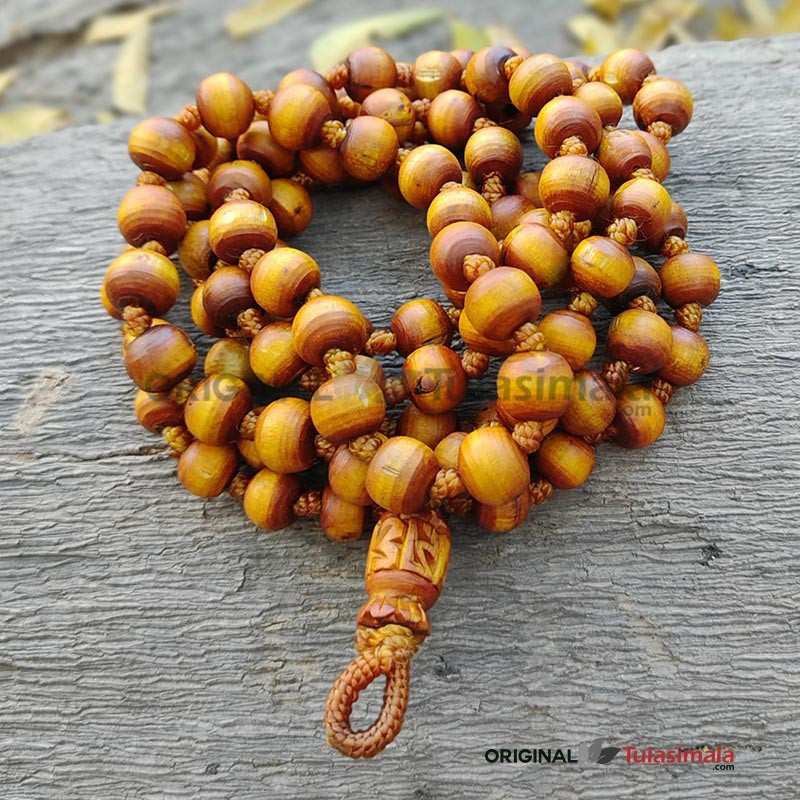 Golden 108 Beads Tulsi Japa Mala 12mm Bead Size wirth Radha Guru Bead