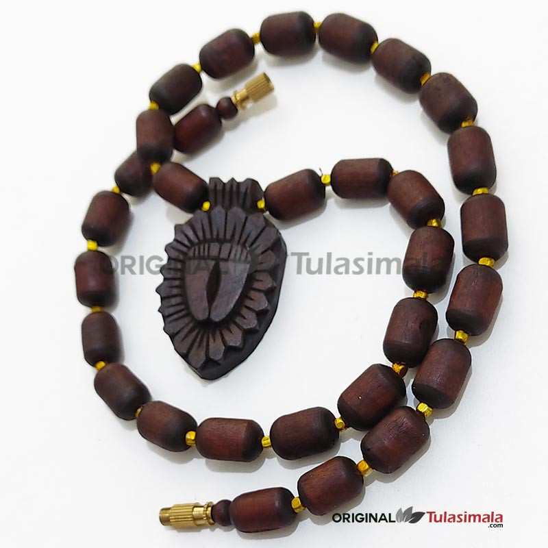 Shri Radha Charan Designer 1 Round Original Tulsi Kanthi Mala 7mm Beads & 43.5 Centimeters Mala Length
