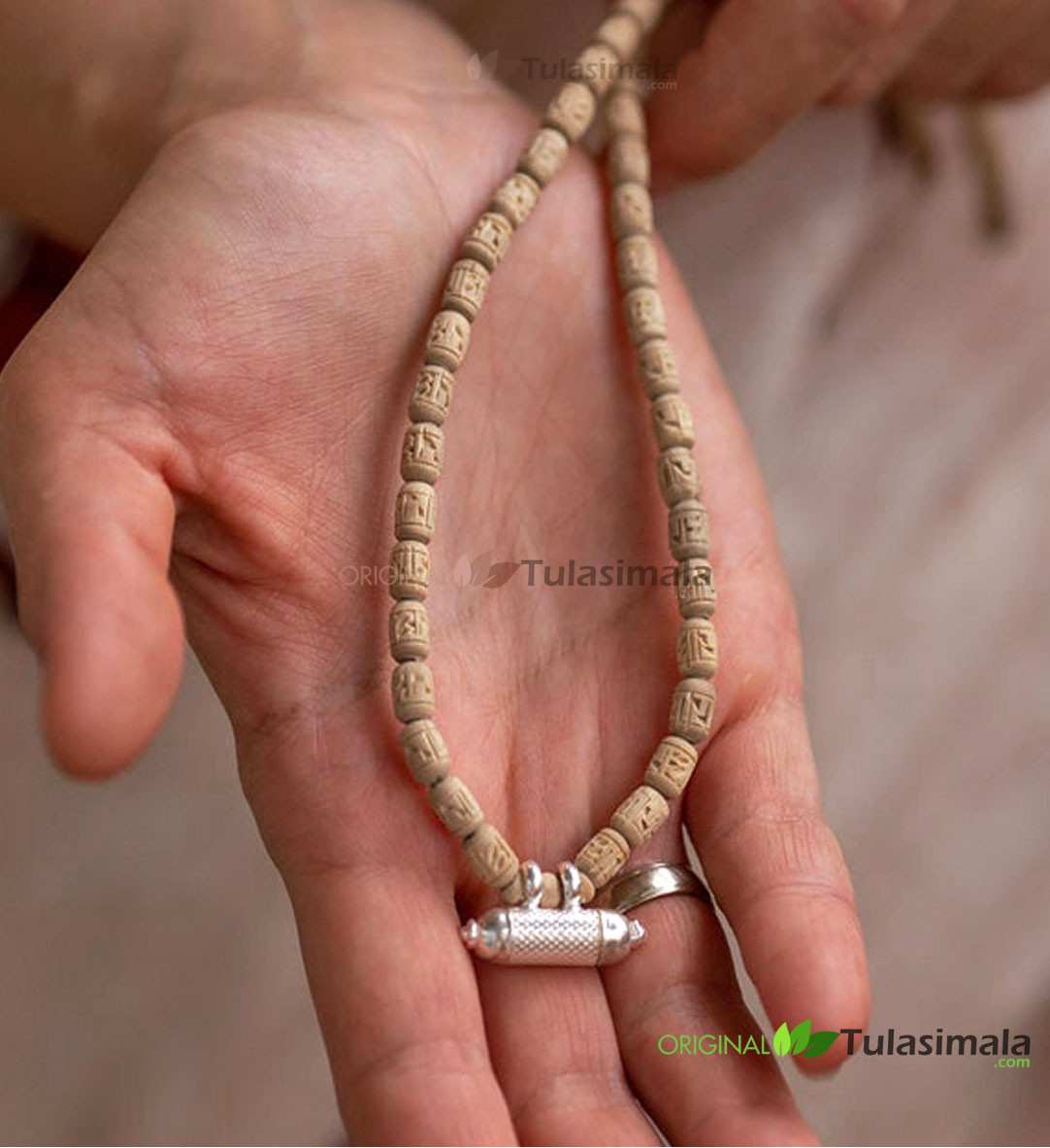 Radha 6mm Beads Pure Silver Kawach Tulsi Mala