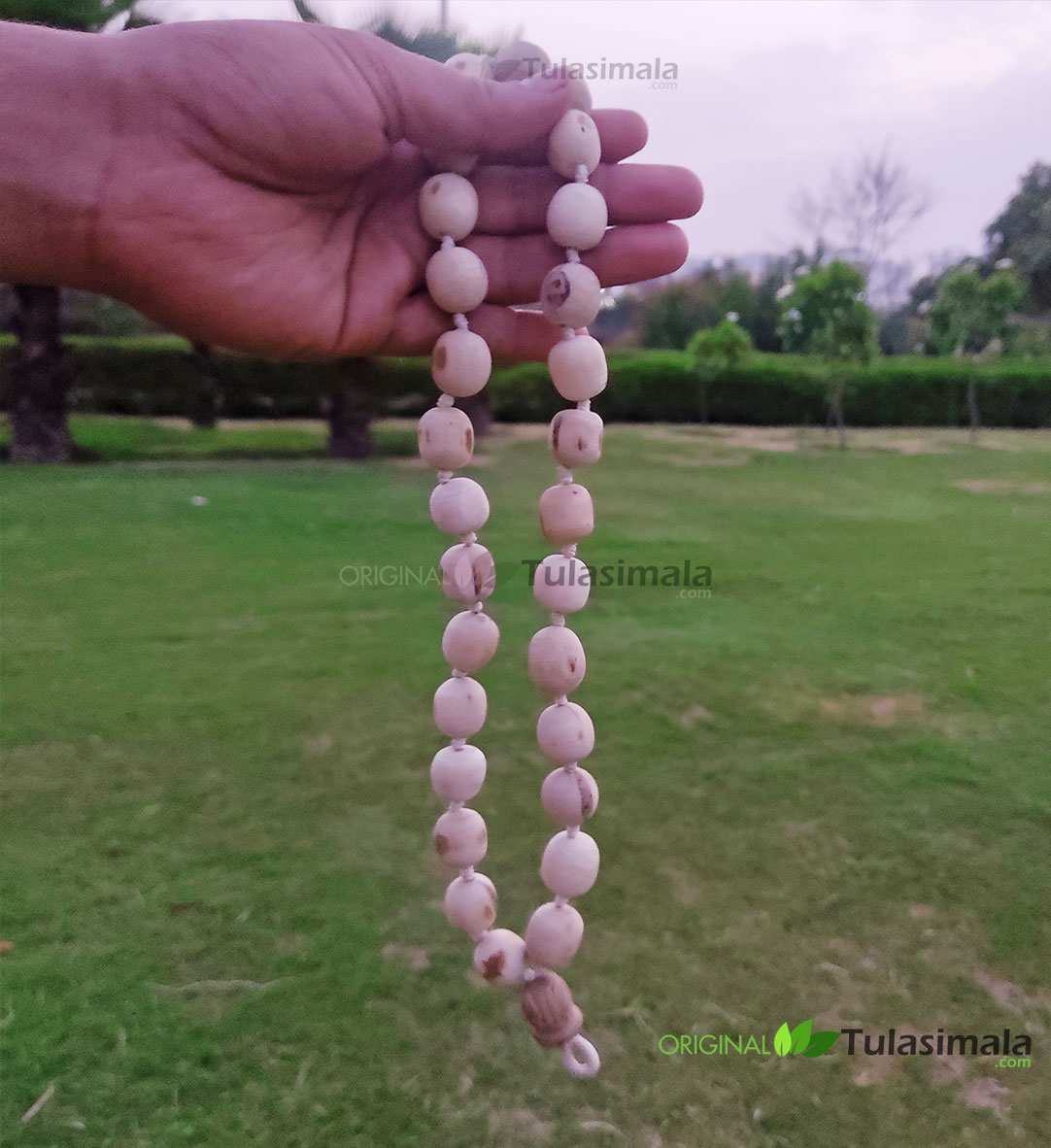 27+1 Beads Original Tulasi Japa Mala Handmade 20mm Beads Same Size with Radha Name Carving Sumeru -Actual Photo Shown