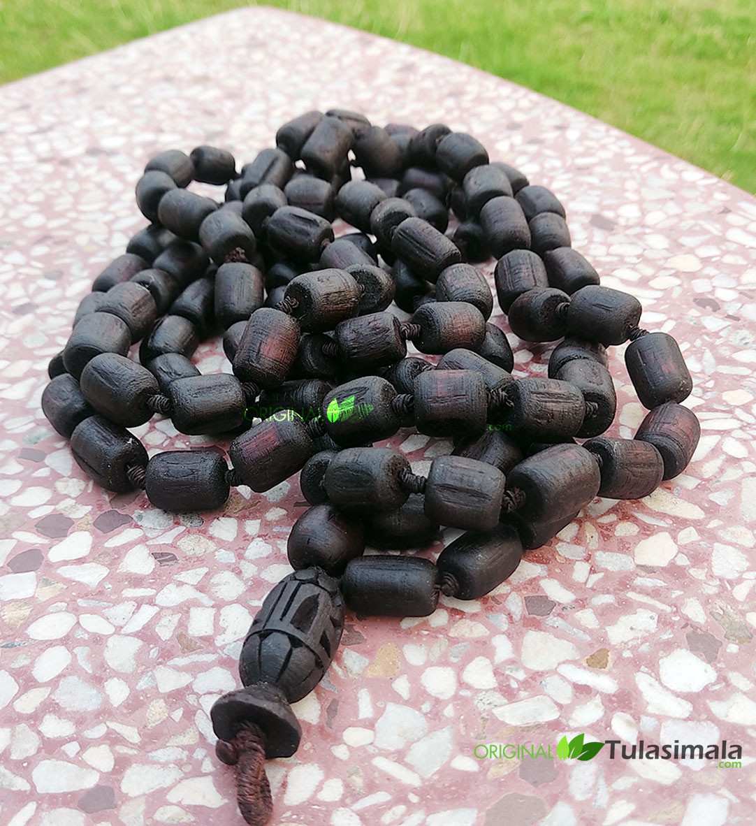 Black 108+1 Big to Small Beads Tulsi Japa Mala 18mm Beads Size 84 Inches Length