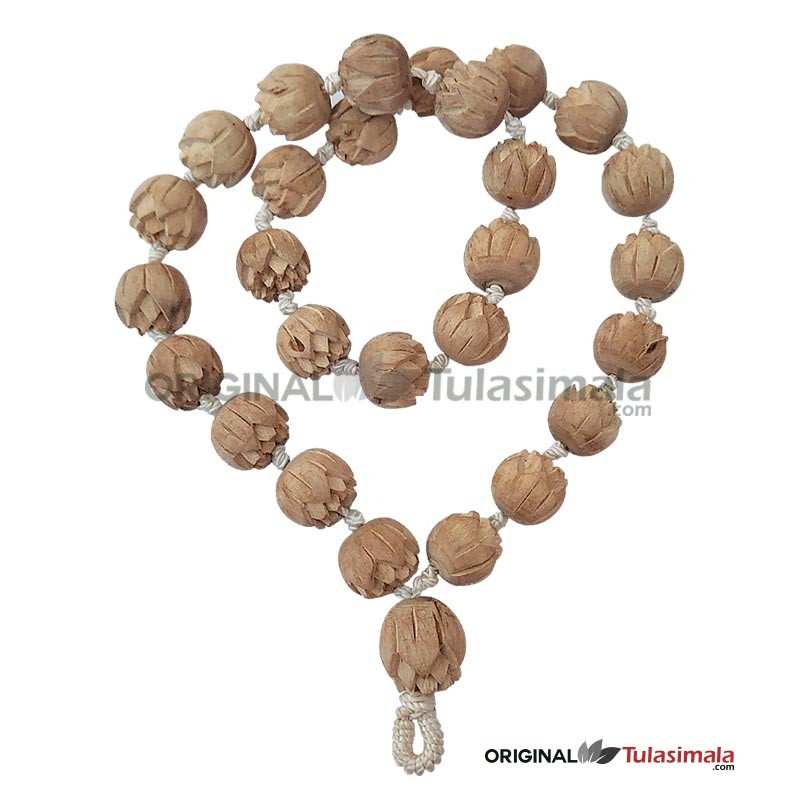 ISKCON Original Tulasi Japa Mala Lotus Carved 14mm Beads