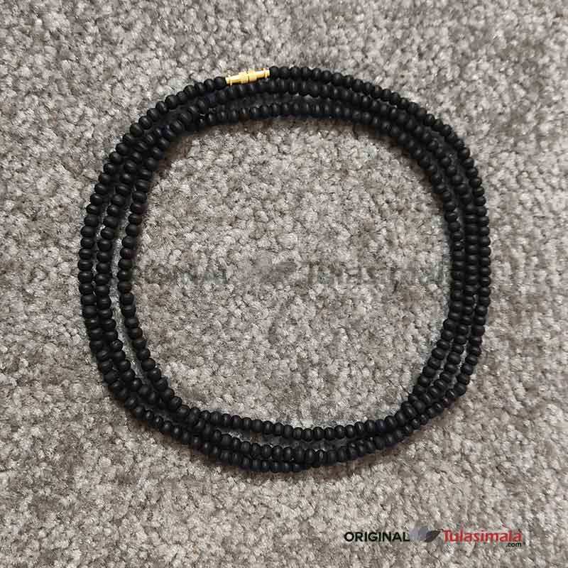 Pure Black 3 Round Kanthi Mala 3mm Bead Size Super Fine Beads