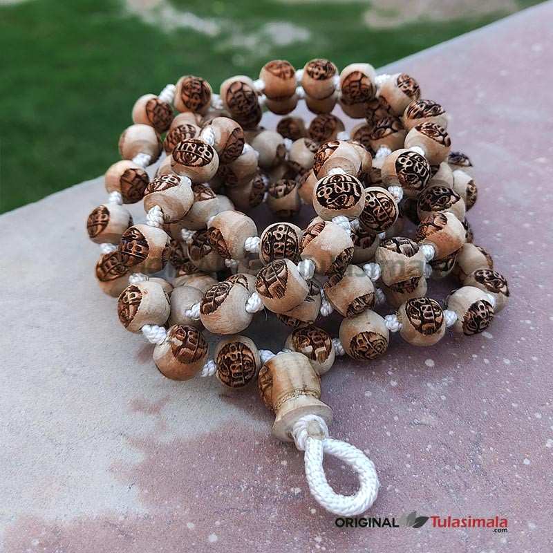 108 Beads Original Tulsi Japa Mala ISKCON Shri Krishna Name Carving  Beads12mm Beads Size 64 Inches Full Length