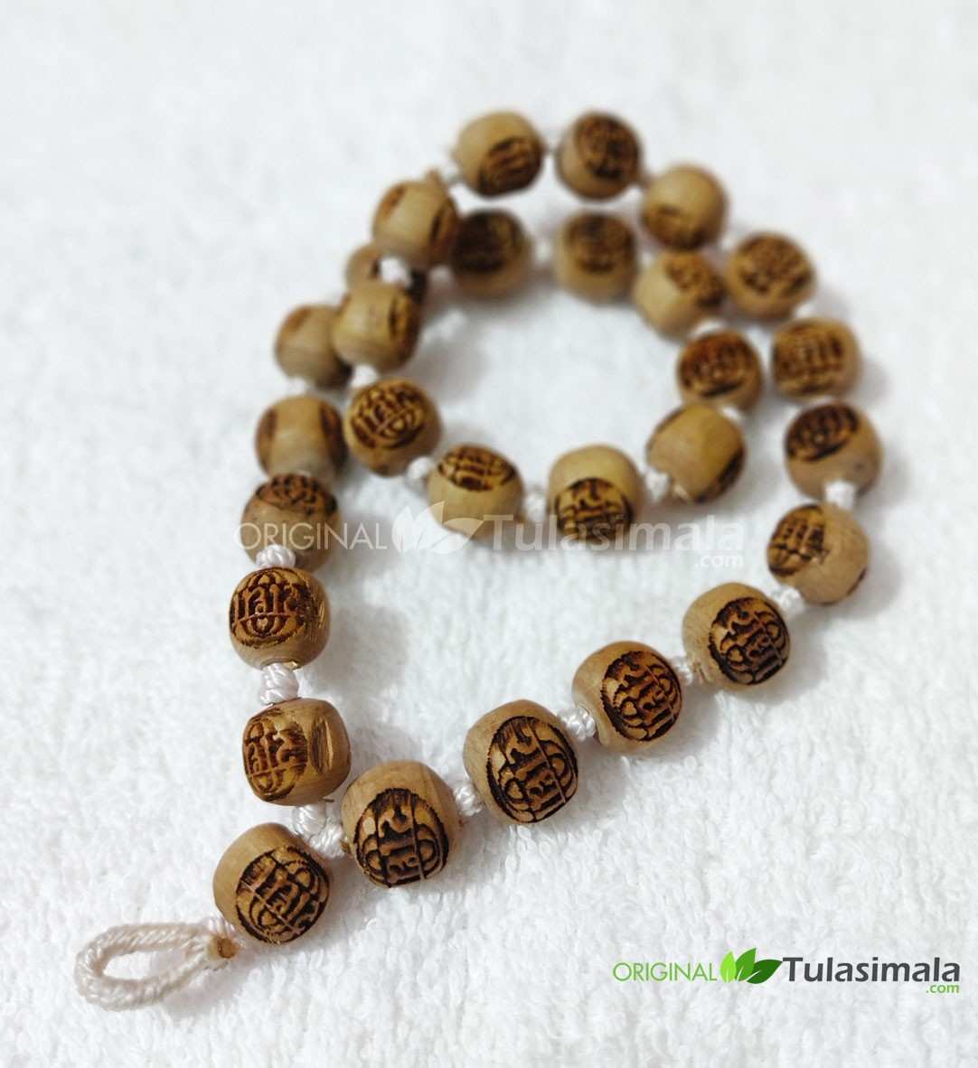 27+1 Beads Tulsi Japa Mala Radha Name Machine Design 12 mm Beads Size