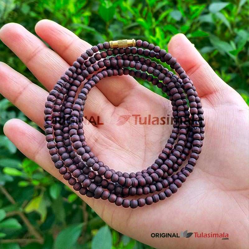 3 Round Original Tulasi Beads Neck Mala 130 Centimeter Length 3.5 mm Super Fine Quality Round Beads