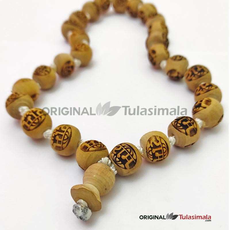 27+1 Beads Tulsi Japa Mala 14mm Ram Carved Beads