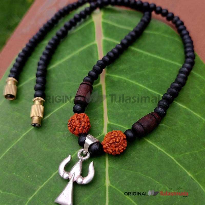 Trishul tulsi mala with rudraksh beads