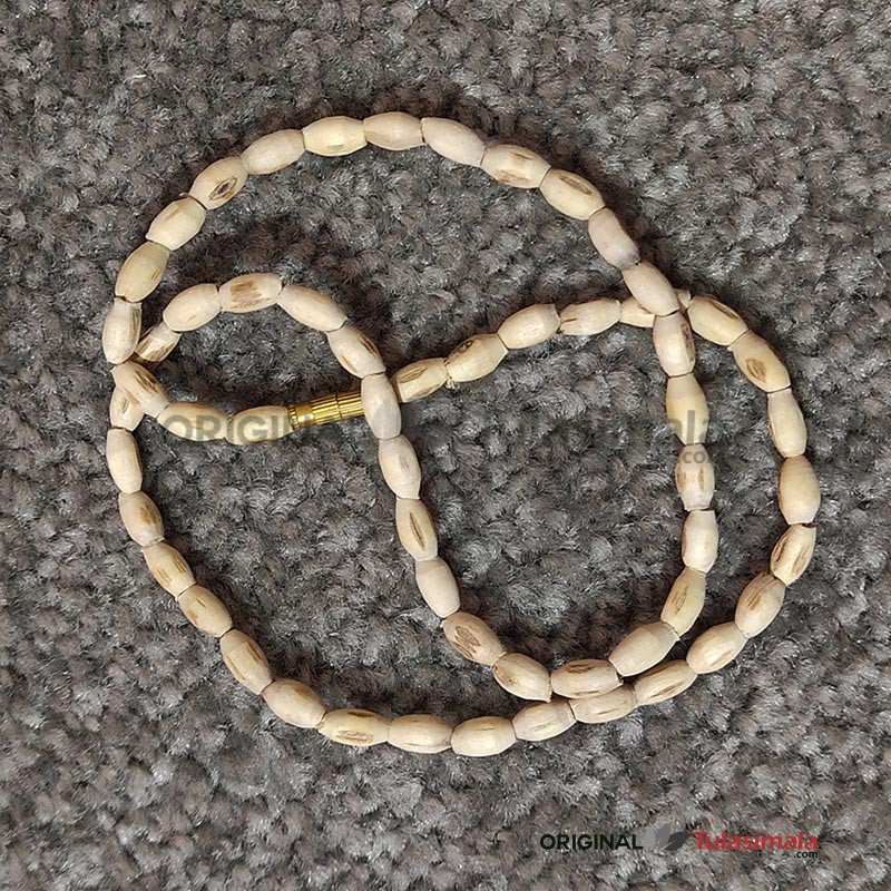 Oval Shape Bead 1 Round Tulsi Kanthi Mala 17 Inches Length