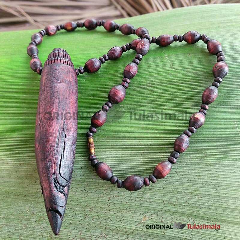 Beautiful Shape Shankh Locket Design Tulsi Beads Mala 8mm Beads 20 Inches Mala Length